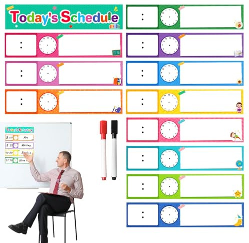 Genérico Horario Visual, horario Diario para niños | Tabla de Rutina a la Hora de acostarse | El planificador de Pared con 12 Tarjetas CREA ayudas visuales y cultiva Buenos hábitos para los niños