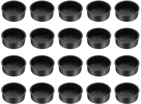 sourcing map 20pcs Plastic Hole Cover Plug for 37mm(1 1/2) Concealed Hinge Cup and Screw Hinge Hole Plugs Covers for Kitchen Cabinet Furniture, Black