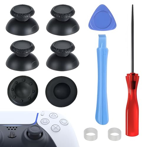 Lot de 2 paires de baguettes de manettes PS5, joysticks analogiques et outils de réparation pour manette PS5, texturées, embouts de joystick pour PS5 (noir)
