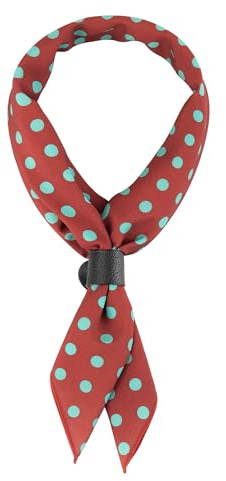 WANYING Herren Quadratische Halstuch mit Leder Loop Multifunktionstuch Kopftuch Nickituch Bandanas Trachtentuch Bandanas Vintage Retro 58x58 cm - Rot mit Türkis Gepunktet