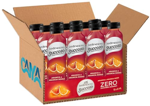 Succoso Zero ARANCIA ROSSA gusto di Arancia e Arancia Rossa, Succo di Frutta Senza Zuccheri Aggiunti 400ml (2025) [BOX con 12 Bottiglie]