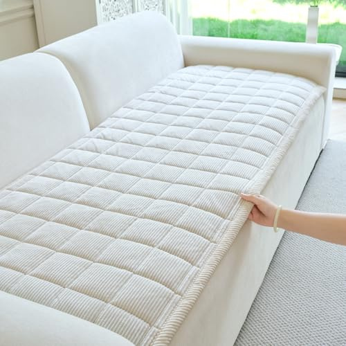 PJLZJFBY Couch Cover for Dogs Washable, Non Slip Couch Covers for 3 Cushion Sofa Pet Friendly, Soft Fuzzy Sofa Covers for Pets, Dog Couch Cover Furniture Protector(1PC,Beige White,27.6x94.5)