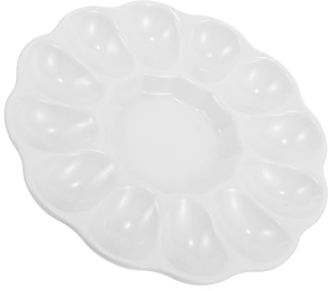 SOLUSTRE Keramik Eierablage Fach Eierteller Servierplatte für Gefüllte Eier Ostern Küchenablage Vielseitig Spülmaschinenfest Kompakt für Dining Table