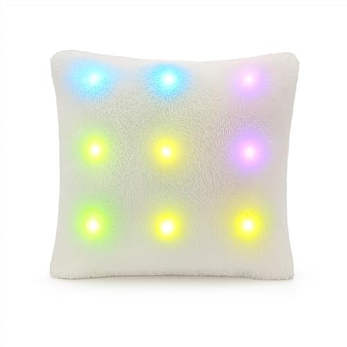 Playlearn Glow Buddy Pillow – Light Up Pillow for Kids, Plush Glow Pals Sensory Cushion, Calming Sensory Lights, Soft Glow Buddy for Sleep Comfort, Sensory Room Accessories & Relaxation