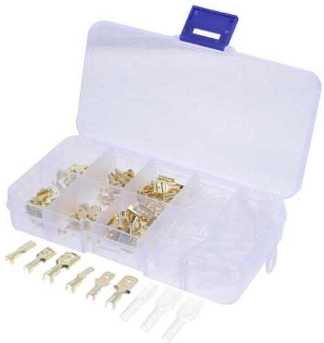 FIXOSHEE Kit Connettori Crimpare Isolati Spade Terminali Maschio e Femmina per Collegamenti Auto Audio e Riparazioni Elettriche con Morsetti Cavi Versatili e Compatti