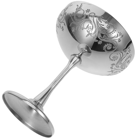 HOODANCOS Calice da Dessert in Acciaio Inossidabile Inciso con Piede Coppa Riutilizzabile per Gelato Yogurt e Frutta Stabile e Facile da Pulire per Bar Ristoranti e Uso Domestico
