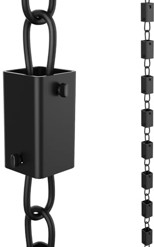 Yantuo Rain Chain, 8.5 Feet, 8.5 Feet Length, 2.36 inch Cup, Square, Black