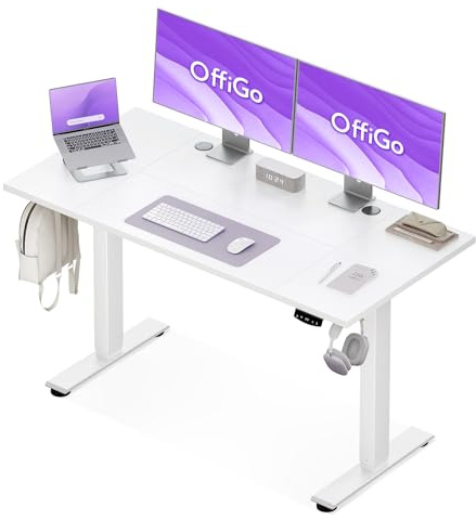 OffiGo Standing Desk, 140x60cm Height Adjustable Desk with 2 Memory Presets