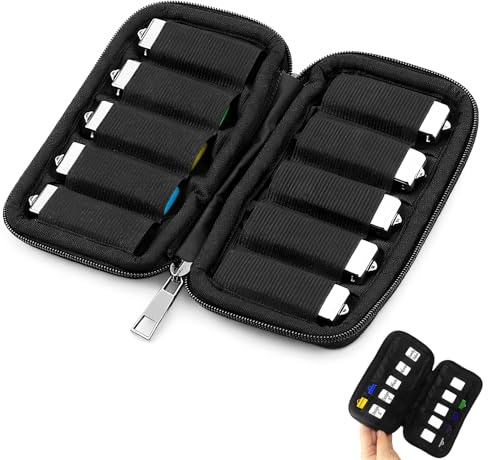 USB Stick Tasche,USB-Stick-Aufbewahrung,USB Tasche,Aufbewahrungsbox,Box,Beschriftung,Case,Hülle,Kabeltasche Klein Ladekabel,Kompatibel mit Den Meisten USB-Speichersticks für Reisen,Büro und Heim