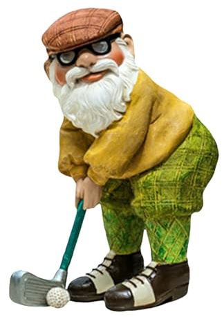 Genérico Decoraciones de jardín de gnomos de Golf - Estatua de de jardín de 3,5 x 7 x 12 cm para decoración al Aire Libre | Artesanal de Resina de Estatua, Enano en Miniatura, Figuras de gnomos PE