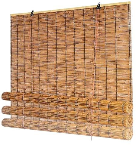 Outdoor Pavillon Blackout Bambus Vorhang, Wetterfest Retro Bambus Rollo Jalousine, Sichtschutz, 50x100 90x120 100x150 110x160 120x180 130x200 150x250(W59xH63IN(150x160CM))