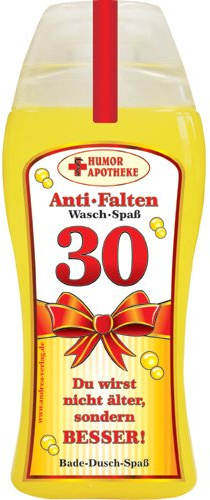 Spaß Duschbäder Duschgel Shampoo - zum 30. Geburtstag - Geschenk für Männer Frauen | Geburtstagsgeschenk mit Zahlen zum runden Geburtstag