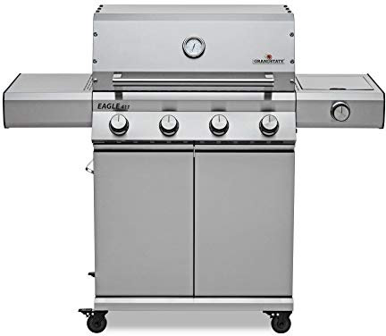 GRANDSTATE 4-Brenner Gasgrill EAGLE 411 E mit Keramik-Infrarot-Steak-Brenner, Seitenkocher, Grillrost aus Edelstahl, Gesamtleistung von 17 kW…