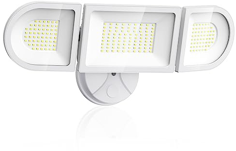 Olafus 130W Flood Lights Outdoor, 13000LM Super Bright LED Flood Light, IP65 Waterprooof Outdoor Flood Light Fixture, 3 Adjustable Heads, 6500K Exterior Security Lights for Yard, Garage, White