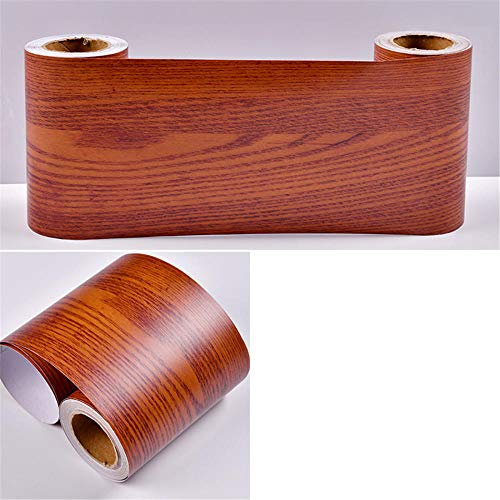 GouieRylin TapetenbordüRe BordüRe Selbstklebend Zum Aufkleben FüR Wohnzimmer KüChe Badezimmer Abnehmbare Wasserdicht Bodenleiste Pvc Dekorative BordüRe Braunes gelbes Holz 20cm X 1000cm