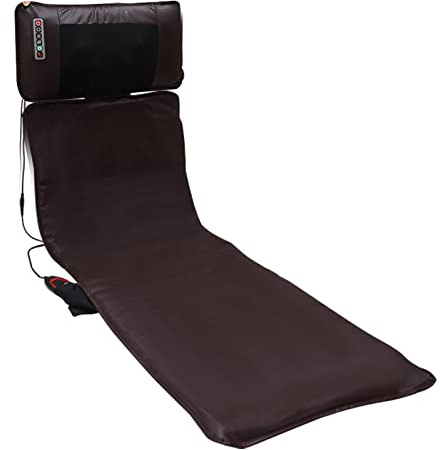 LZTET Colchoneta De Masaje Cuerpo Completo con Calefacción, Masajeador De Espalda con Almohada De Masaje Shiatsu Desmontable para El Cuello, 10 Motores Vibradores,Leather-Basic