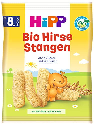 HiPP Bio Hirse Stangen (7 x 30g), Babysnack ab 8. Monat, ohne Zuckerzusatz, glutenfrei, in bester Bio-Qualität