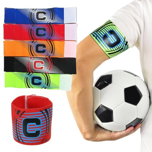 VURYAPI 5 Stück Kapitänsbinde Fußball Armbinde Erwachsene Junior Verstellbare Captain Armband Multicolor Elastic Kapitäns Armbinden Fußball Armband Gummizug Spielführerbinde
