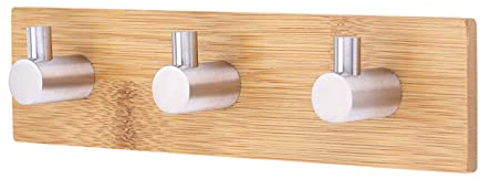 Hapivida Klebehaken, Handtuchhaken aus Holz und Edelstahl Robuster Kleiderhaken Bademantelhaken Türhänger Wandhaken zum Aufhängen von Luffa Handtüchern Kleidung Bademänteln (Dreifachhaken)