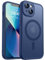 CANSHN Magnetic Compatible with iPhone 13 Case(6.1 Inch), Upgraded [Full Camera Protection] [Compatible with Magsafe] [Translucent Matte] Shockproof Protective Bumper Phone Case Cover - Deep Blue