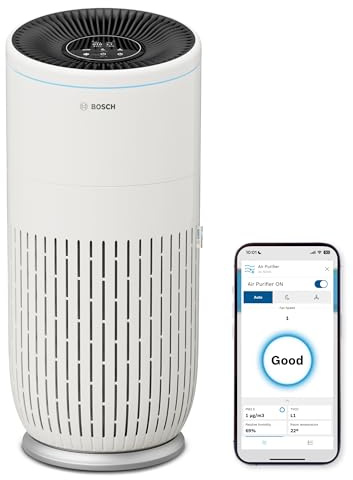 Bosch Air 6000i, Appstyrd luftrenare, För rum upp till 125 m² | Med 4-i-1 luftfilter, Smart Sensor, automatiskt läge, tyst läge (< 25 dB(A)), CADR: 600 m³/h