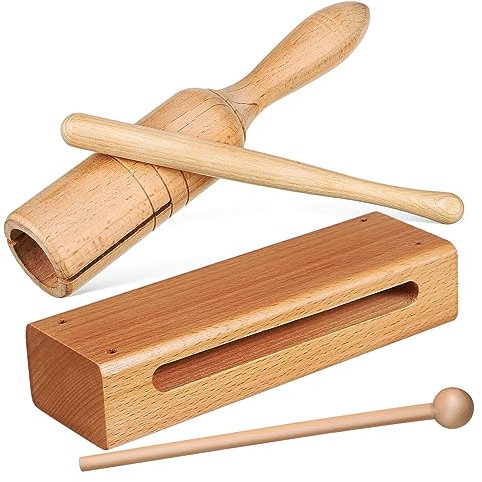 TOGEVAL 2 Sets Rhythmus Klanghölzer Aus Und Handheld Clap Tube Mit Holzschlägeln Pädagogische Percussion Instrumente Für Und Schulen