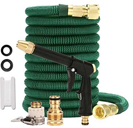 GTATBTG Expandable Garden Hose 75-300FT - Lightweight and Durable with Solid Brass Fittings for Superior Watering and Washing Performance