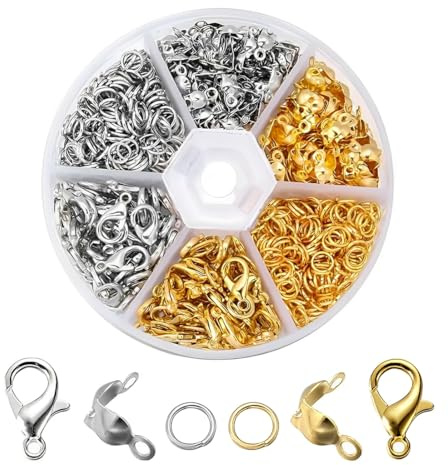 460 pezzi chiusura collana qualità, chiusura collana set, chiusura braccialetto, gioielli creazione, fabbricazione gioielli, fermagli, moschettoni e fermagli, anelli di salto aperti