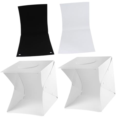 HOLIDYOYO Kit Light Box Fotografico Portatile LED 30 CM con 70 Perline Luminose Sfondi Nero e Bianco Scatola Luminosa per Fotografia di Piccoli Oggetti come Gioielli e Cosmetici per