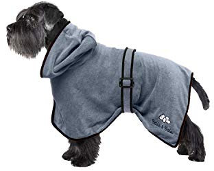 Bella & Balu Hundebademantel aus Mikrofaser, Pfotentuch - Saugfähiger Hunde Bademantel zum Trocknen nach dem Baden, Schwimmen oder Spaziergang im Regen - M - Blau, Puppy Love