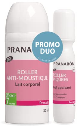 Pranarôm - Anti-moustiques Bébés aux Huiles Essentielles Bio - Pranabb Pack Duo - Roller Anti-Moustiques bébé 30 ml + Roller Après-Piqûres bébé 15 ml