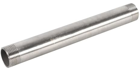 VOBOR Rohrnippel, Edelstahl-Rohrfittings SS304 200mm BSP 1/4 1/2 3/4 1 Male X Male Rohrverschraubung für Luftrohr Kraftstoffrohr Wasserrohr DIY (Größe : 3/4BSP)