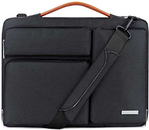 Lacdo 360° Protective Laptop Messenger Shoulder Bag Sleeve Carrying Case for 15-15.6 inch Acer Aspire 7 5 3/Predator, ASUS Vivobook/TUF Chromebook 15, HP Pavilion, Dell Inspiron Computer Bag, Black