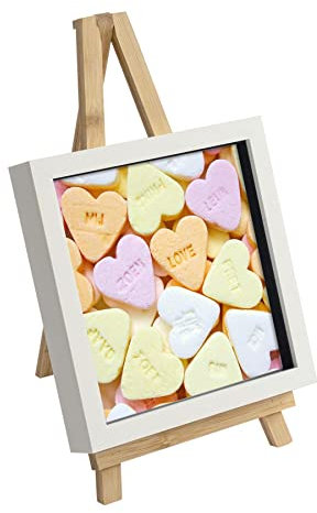 Argon Tableware Easel Stand & Photo Frame Set - Pack of 1 - Folding Wooden Easel Display Stand Poster Holder with 17.5x17.5cm Box Photo Frame for Weddings, Events, Art, Welcome Boards