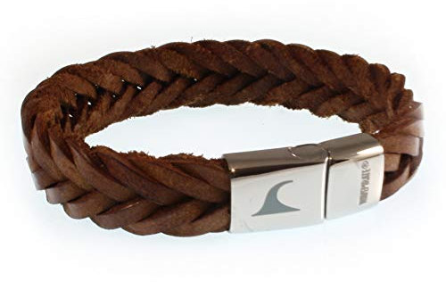 WAVEPIRATE® Echt Leder-Armband Tarifa F15 Cognac 20 cm Edelstahl-Verschluss in Geschenk-Box Surfer Männer Herren