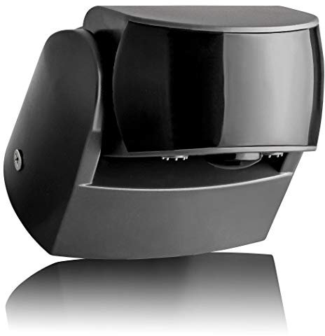 SEBSON PIR Sensor Outdoor IP65, Surface Wall mounted, Infrared Motion Sensor, LED suitable, Range max. 12m/180° + 3m/360°, swivelling, max. 1200/600W, anthracite