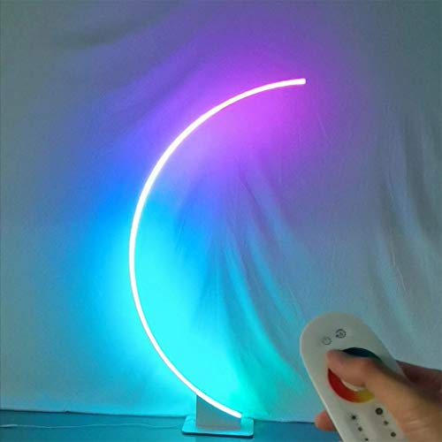 LANMOU LED Stehlampe Dimmbar mit Fernbedienung, Modern LED RGB Bogenlampe mit Fernbedienung Stehleuchte für Wohnzimmer Schlafzimmer, RGB Farbwechsel Atmosphäre Licht, Weiß