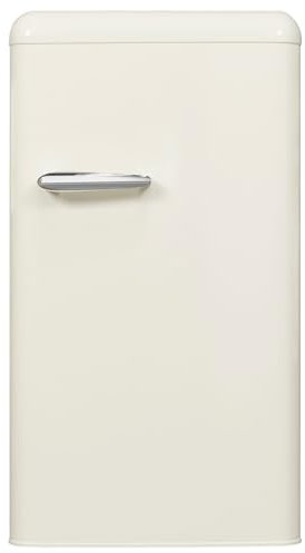 Exquisit® Frigorífico Table Top Retro, 94L, Clase F, Color Magnolia Blanca, Cajón Verdulero, Altura Regulable, Estantes de Cristal, Tiradores Retro, Consumo 107 kWh/año, Medidas 90,5x48x49,5 Cm.