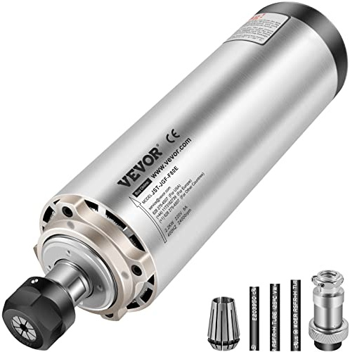 Motor Husillo VEVOR 2.2 KW 220V, Alta Velocidad 24,000 RPM, Refrigerado por Aire, Cono ER20, Frecuencia 400 Hz, Ideal para Fresado y Grabado