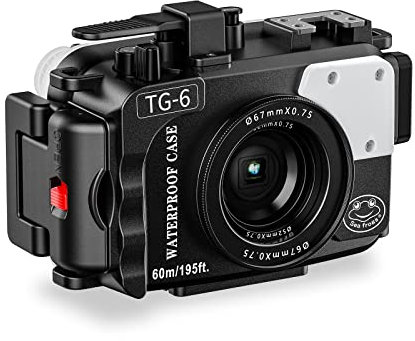 Sea Frogs TG-6 Underwater Camera Housing, 196FT/60 Metre Diving Depth IPX8 Professional Diving Housing for Olympus (Black)