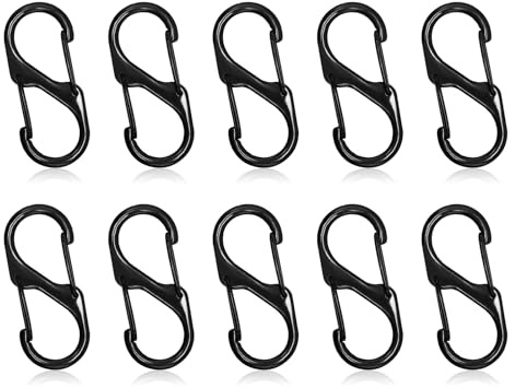 SZXMDKH 25 stycken S-karbinhakar – metall dubbel karbinhake – 8 formade karbinhakar för vandring, camping, hem