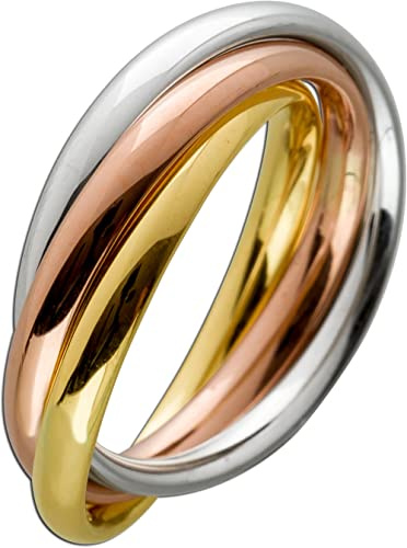 Ch.Abramowicz Tricolor Dreifach Ring 585 14 Karat Gold Trinity 17