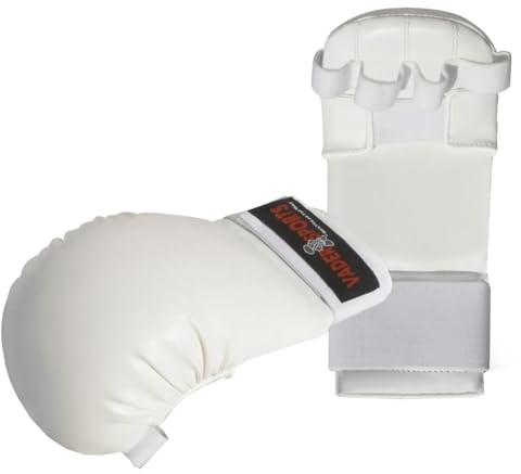 Vader Sports Karate handskar NO THUMB halvkontakt/full kontakt karate träning handsäkerhet vantar barn och vuxna (XL, vit)