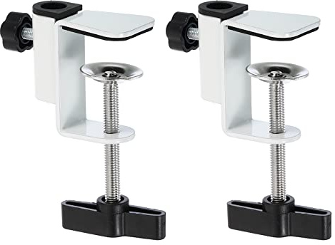 PATIKIL 0.49 Hole Dia. Desk Clamp, 2 Pcs Universal C-Clamp Base with Adjustable Screw for Microphone Mic Arm Table Lamp Mount Holder, White