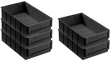 SparSet 5x Leitfähige Industriebox 300 B | HxBxT 8,1x18,3x30cm | 3,4 Liter | ESD, Sichtlagerkasten, Sortimentskasten, Sortimentsbox, Kleinteilebox