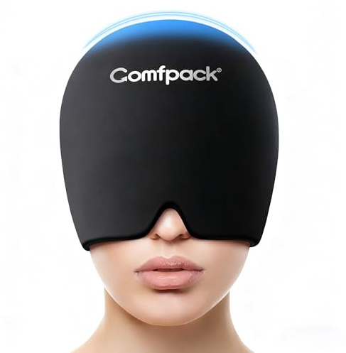 Comfpack Migraine Relief Cap, FSA Eligible, Full Head Cold Compress Soft Stretchy Headache Relief Cap for Tension, Sinus, Stress Relief, Hangover Ice Hat, Puffy Eyes, Gifts for Migraine Sufferers