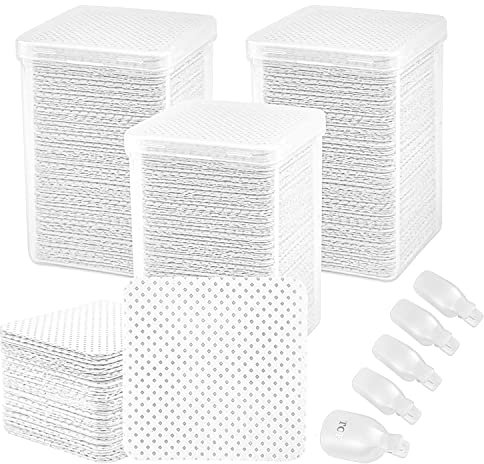 600 Piezas Celulosa para Uñas sin Pelusa, Toallitas para Uñas Almohadilla para Limpiar Uñas, Algodones Uñas Semipermanente con 5 Piezas Pinzas uñas Quitaesmalte, Cara Ojos Labios Removedor