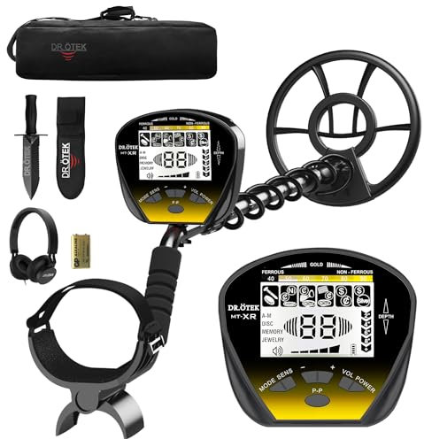 DR.ÖTEK Metal Detector for Adults Professional, Gold Metal Detector, Pinpoint & Exclusive Memory Mode, Higher Accuracy, IP68 Waterproof Coil, Bigger Backlit LCD Display, New Advanced DSP Chip, Yellow