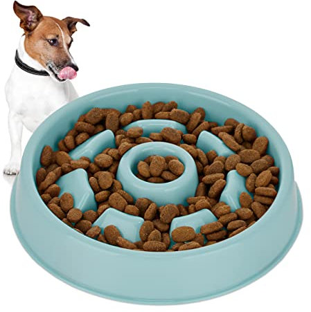 Relaxdays Ciotola Anti-Ingozzamento per Cani, 550 ml, Lenta Assunzione del Cibo, Adatta alla Lavastoviglie, Blu