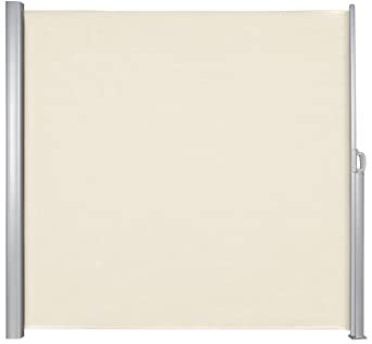 Home&Trends Toldo lateral 180 x 400 cm – Beige Extensible Toldo Plegable Protección visual Toldos 280 g/㎡ poliéster, protección contra el viento y protección solar para balcón, jardín, terraza
